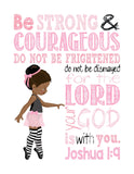 African American Ballerina Christian Nursery Set of 4 Printables in Pink and Black with Bible Verses - Instant Download