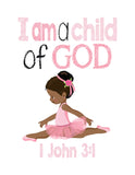 African American Ballerina Christian Nursery Set of 4 Printables in Pink and Black with Bible Verses - Instant Download