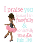 African American Ballerina Christian Nursery Decor Set of 4 Prints with Bible Verses