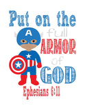 African American Captain America Superhero Christian Nursery Decor Art Print - Put on the full Armor of God - Ephesians 6:11