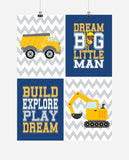 African American Construction Nursery Prints Set of 4 Dream Big Little Man, Build, Explore