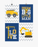 African American Construction Nursery Prints Set of 4 Dream Big Little Man, Love