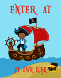 Personalized African American Pirate Little Boys Room Set of 4 Prints Enter At Ye Own Risk