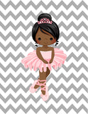 African American Ballerina Motivational Nursery Decor Wall Art Set of 4 Prints She Leaves a little Sparkle