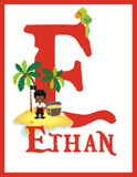 Personalized African American Pirate Little Boys Room Set of 4 Prints Enter At Ye Own Risk