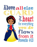 African American Snow White Christian Princess Nursery Decor Unframed Print Above all else Guard your Heart - Proverbs 4:23