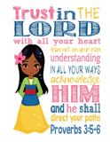 African American Mulan Christian Princess Nursery Decor Print - Trust in the Lord with all your heart - Proverbs 3:5-6