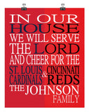 A House Divided St. Louis Cardinals & Cincinnati Reds Baseball Personalized Family Name Christian Print