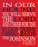 A House Divided St. Louis Cardinals & Cincinnati Reds Baseball Personalized Family Name Christian Print