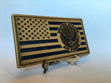 Small American Flag, US Air Force Military desk flag, Engraved Wood Painted Rustic Style Flag