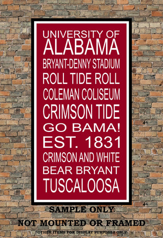 Alabama Crimson Tide Subway Wall Art Print