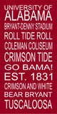 Alabama Crimson Tide Subway Wall Art Print
