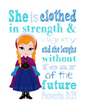 Frozen Christian Nursery Decor Set of 4 Prints, Princess Elsa, Anna, Sven and Olaf