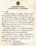 Personalized Harry Potter Acceptance Letter with Apology for late delivery Hogwarts School of Witchcraft and Wizardry