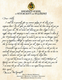 Personalized Harry Potter Apology for Late Delivery of Acceptance Letter - Perfect Add on to Acceptance Letter - Headmistress McGonagall