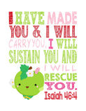 Apple Blossom Shopkins Christian Nursery Decor Print, I Have Made You and I Will Rescue You - Isaiah 46:4