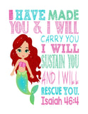 Princess Christian Nursery Decor Set of 4 Unframed Prints Snow White, Mulan, Ariel and Cinderella with Bible Verses