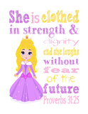 Christian Princess Nursery Decor Set of 4 Printables, Jasmine, Aurora, Belle and Elsa with Bible Verses - Instant Download