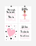Ballerina Inspirational Nursery Decor Set of 4 Prints - Little But Fierce