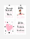 Ballerina Inspirational Nursery Decor Set of 4 Prints - Little But Fierce