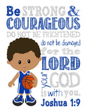African American UK Kentucky Wildcats  Christian Sports Nursery Print - Be Strong and Courageous Joshua 1:9