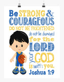 Golden State Warriors Christian Sports Nursery Decor Print - Be Strong and Courageous Joshua 1:9