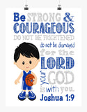 UK Kentucky Wildcats Christian Sports Nursery Decor Art Print - Be Strong & Courageous Joshua 1:9