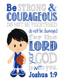UK Kentucky Wildcats Christian Sports Nursery Decor Art Print - Be Strong & Courageous Joshua 1:9