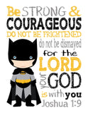 Justice League Superhero Christian Nursery Decor Set of 4 Prints - Batman, Wonder Woman, Cyborg and Green Lantern