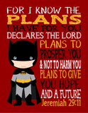Christian Superhero Nursery Decor Set of 4 Unframed Prints Captain America Spiderman and Hulk with Bible Verses