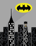 Batman Superhero Nursery Decor Art Set of 4 Prints - Batman, Batmobile, Cityscape and Bat Symbol