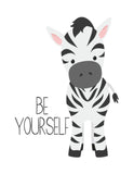 Safari Animals Motivational Nursery Art Print Set of 4 - Elephant Giraffe Zebra Monkey