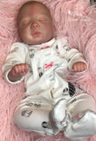 Bella 17.5" Preemie Sleeping Reborn with Painted Hair, 3/4 Limbs - Available for Immediate Adoption