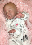 Bella 17.5" Preemie Sleeping Reborn with Painted Hair, 3/4 Limbs - Available for Immediate Adoption