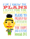 Sesame Street Christian Nursery Decor Set of 2 Prints, Bert and Ernie with Bible Verses