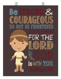 Biblical Superhero - Christian Wall Art Print David and Goliath Nursery Decor - Be Strong & Courageous Joshua 1:9 Bible Verse