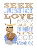 Biblical Christian Superhero Nursery Art Print Set of 3 - David & Goliath, Jonah and the Whale, Daniel in the Lion's Den