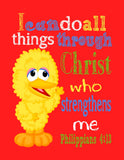 Sesame Street Christian Nursery Decor Set of 4 Prints, Big Bird, Cookie Monster, Elmo and Oscar the Grouch with Bible Verses