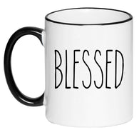 Blessed Farmhouse Mug Rae Dunn Inspired Coffee Cup, Gift for Her, Farmhouse Decor, Gift for Women, Hot Chocolate, 11 Ounce Ceramic Mug