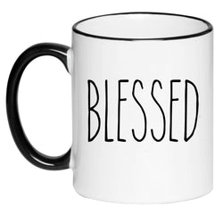 Blessed Farmhouse Mug Rae Dunn Inspired Coffee Cup, Gift for Her, Farmhouse Decor, Gift for Women, Hot Chocolate, 11 Ounce Ceramic Mug