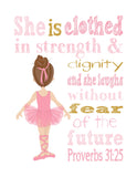 Ballerina Christian Nursery Decor Set of 4 Prints with Bible Verses