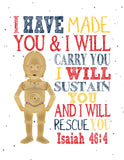Star Wars Nursery Decor Art Print Set of 4 - Luke Skywalker, Chewbacca, C3PO and Yoda