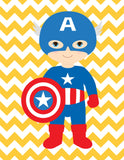 Superhero Rules Nursery Decor Set of 4 Prints - Love, Captain America, Batman