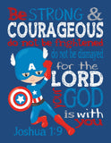 Christian Superhero Nursery Decor Set of 4 Unframed Prints Captain America Spiderman and Hulk with Bible Verses