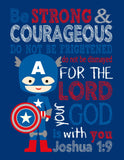 Christian Superhero Nursery Decor Set of 4 Prints - Ironman, Captain America, Spiderman and Hulk with Bible Verses