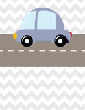Car Baby Boy Nursery Art Decor Set of 3 Prints