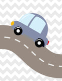 Car Baby Boy Nursery Art Decor Set of 3 Prints
