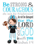 Personalized Carolina Panthers Christian Sports Nursery Decor Print - Be Strong and Courageous Joshua 1:9
