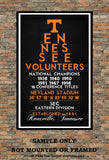 Tennessee Volunteers - Eye Chart chalkboard print - sports, football, subway sign