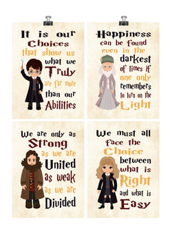 Hogwarts Inspirational Quotes Set of 4 Nursery Decor Printables Dumbledore, Hagrid and Hermione Instant Download